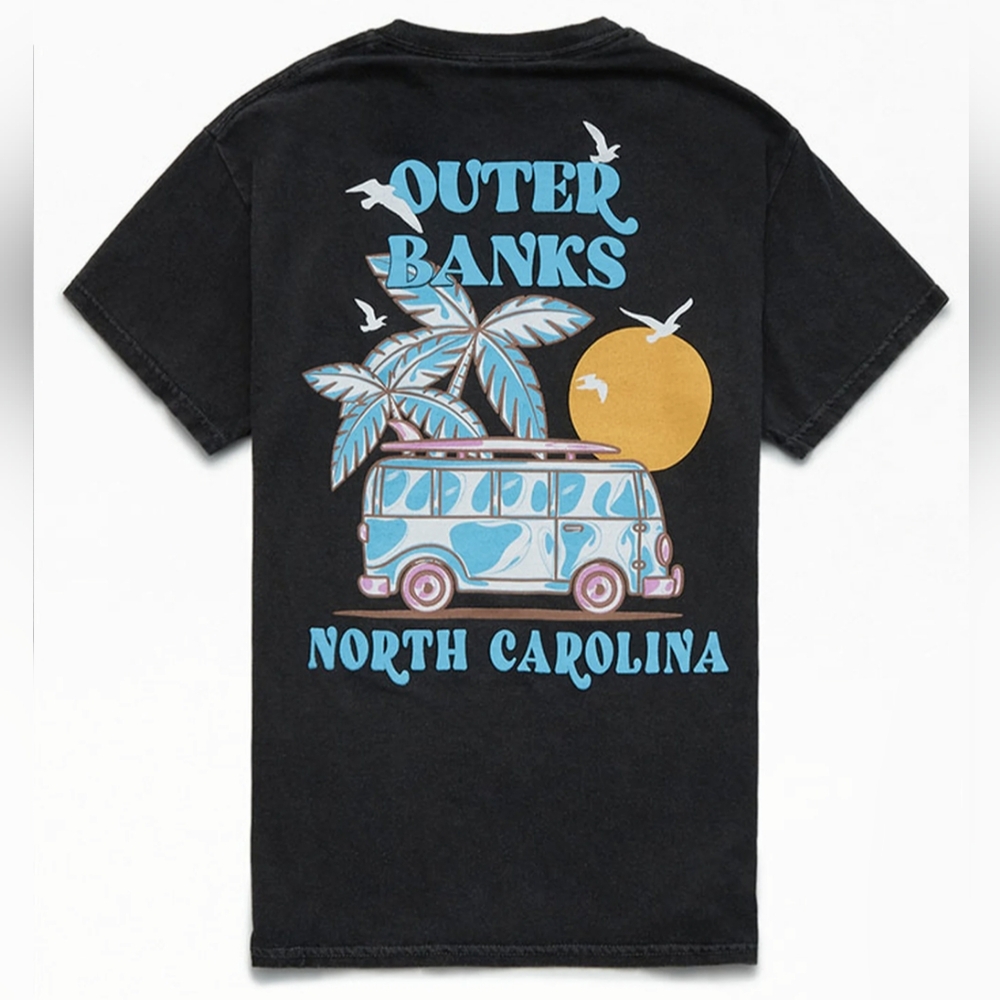 Pacsun Outer Banks North Carolina graphic shirt black in size M/L